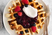Cream Cheese Stuffed Waffles with Maple Syrup
