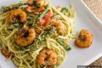 Smoked Shrimp Pesto Linguine with Lemon and Parmesan