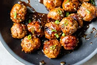 Sticky Teriyaki Pork Meatballs with Ginger and Sesame