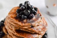 Fluffy Blueberry Buttermilk Pancakes with Maple Syrup