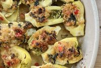 Baked Italian Artichoke Hearts with Lemon Breadcrumbs and Herbs