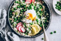 Spring Greens Cauliflower Rice Bowl with Lemon Herb Dressing