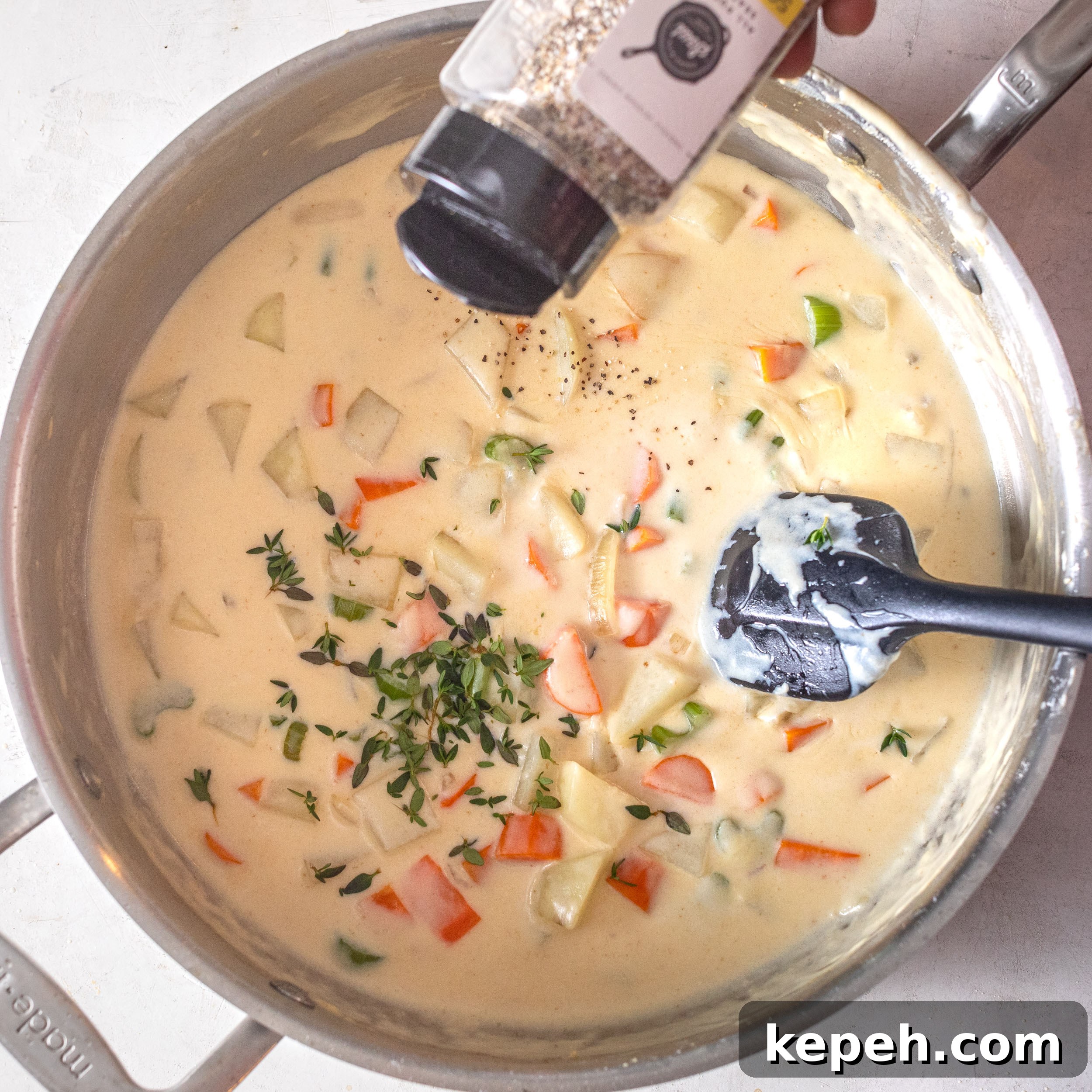 Leftover Turkey Pot Pie Recipe for Comforting Family Meals 7 Stirring in herbs