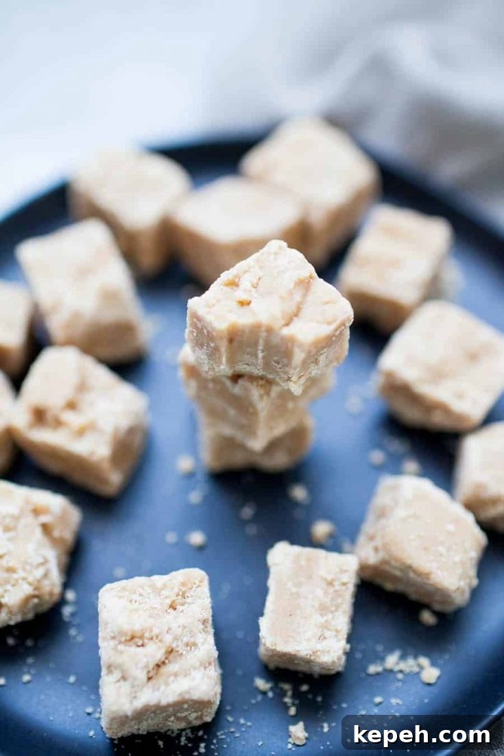 Decadent Peanut Butter Fudge Recipe You'll Love 6 a piece of peanut butter fudge with a bite taken out