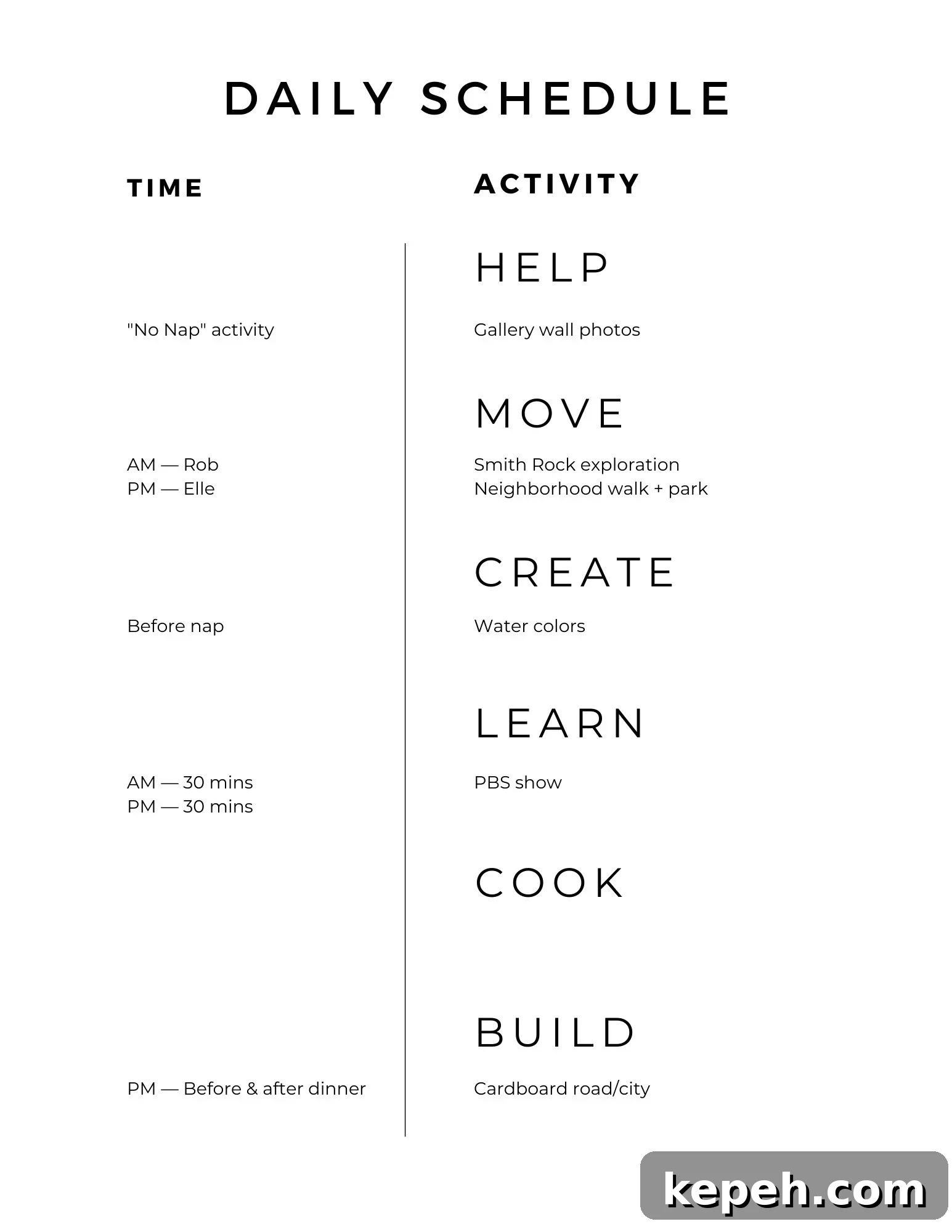 sample kids daily schedule worksheet template printable