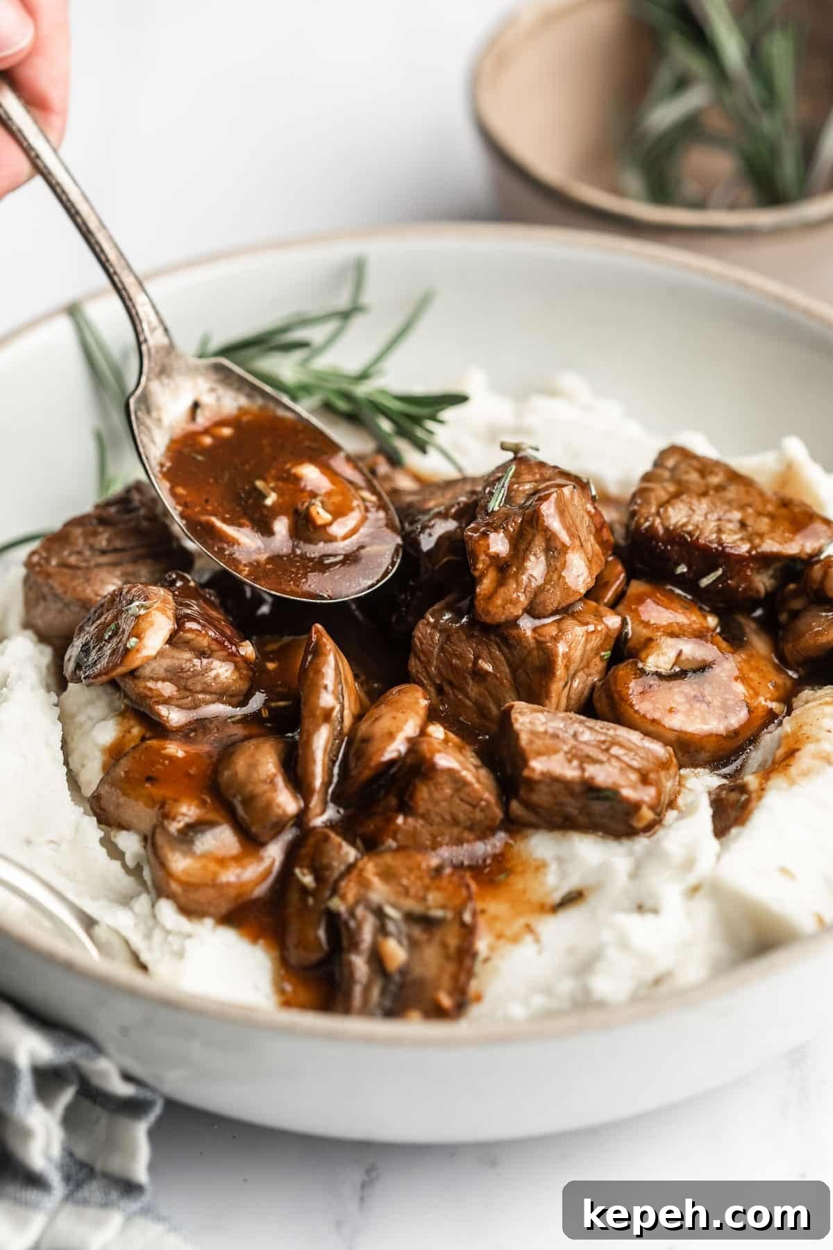 Skillet Steak Bites with Creamy Mushroom Gravy 6 img 10688 5