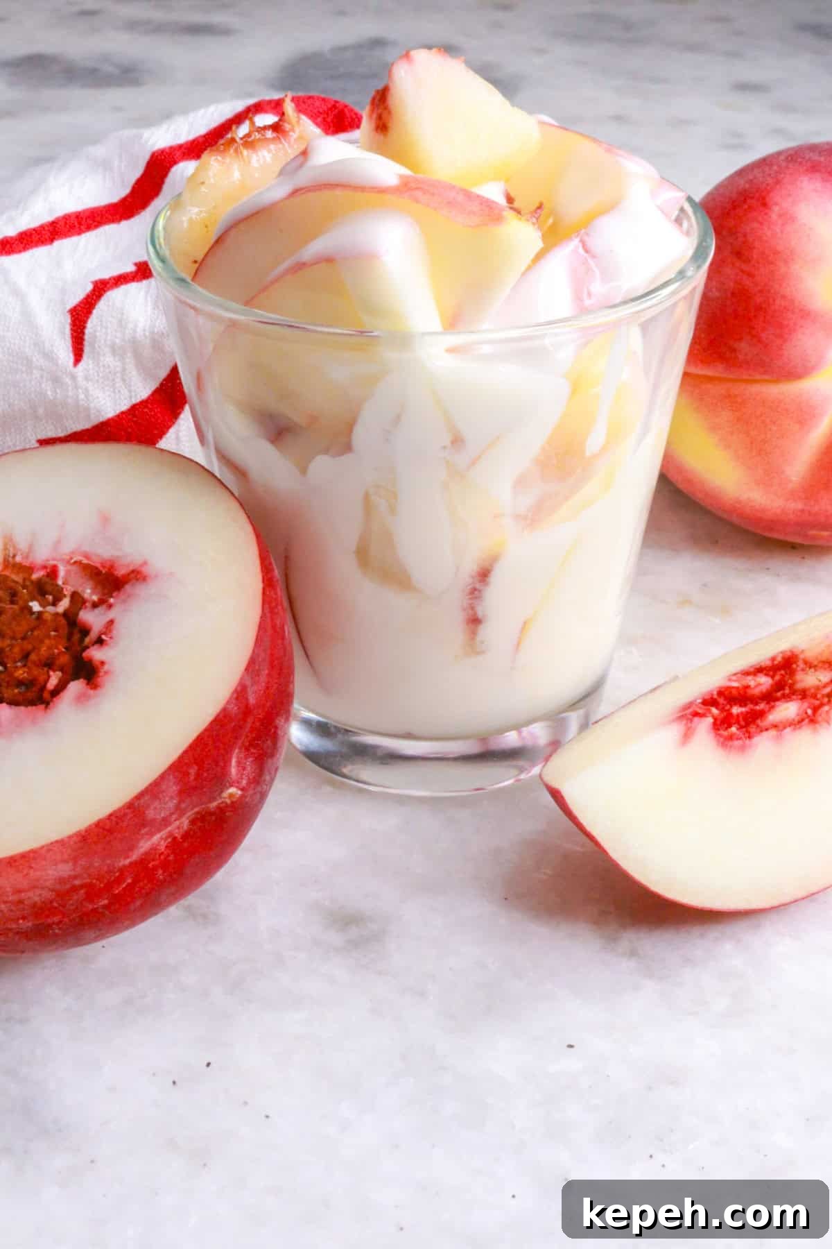 Dairy-Free Peaches con Crema: Vegan Peaches and Cream Recipe 7 Dairy-Free Duraznos con Crema in a glass