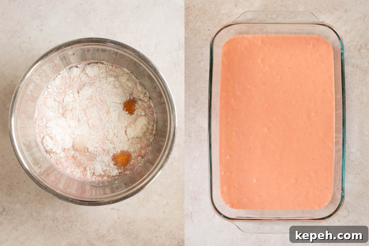 Strawberry Tres Leches Cake Recipe — Moist Milk-Soaked Dessert 3 mixing together the cake mix before baking for strawberry tres leches