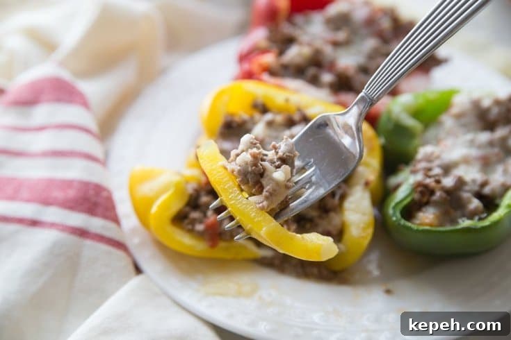Mexican stuffed bell peppers topped with cheese on a white plate