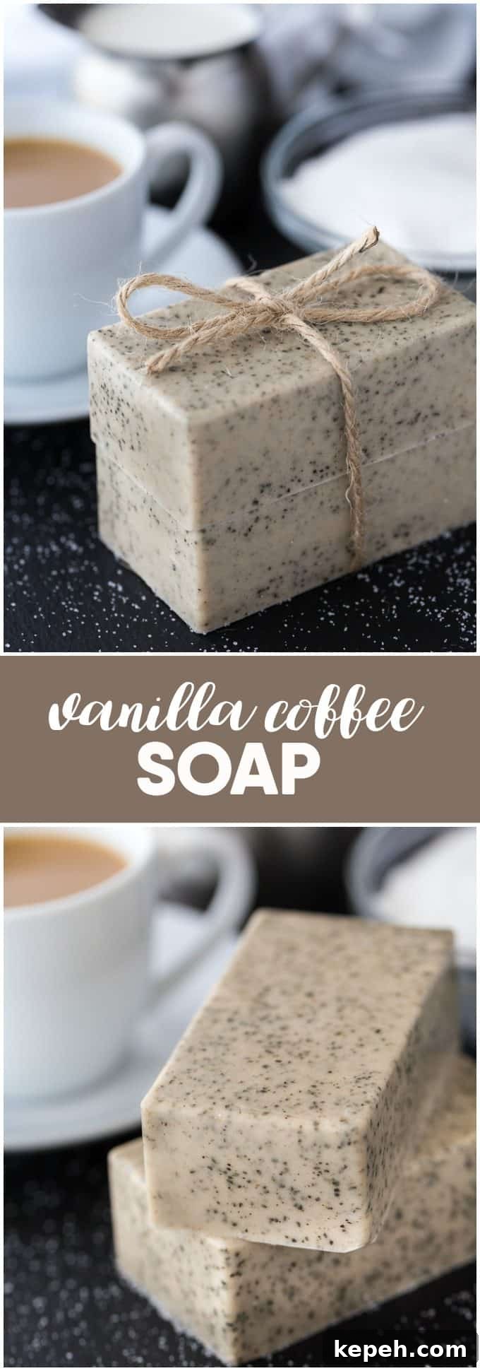 Vanilla Coffee Soap: Scented Body Bar with Energizing Aroma 4 Vanilla Coffee Soap - Keep your coffee grounds from your morning coffee and whip up a batch of this lovely soap!