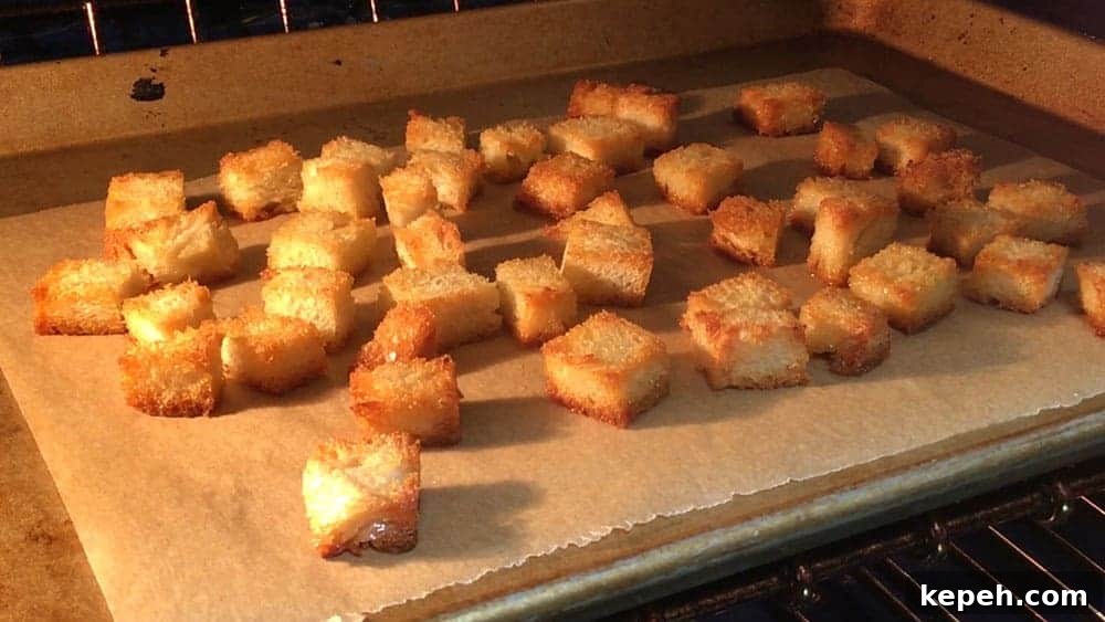 Creamy Tomato Bisque Recipe with Fresh Basil and Croutons 8 Toasting Croutons for Tomato Bisque