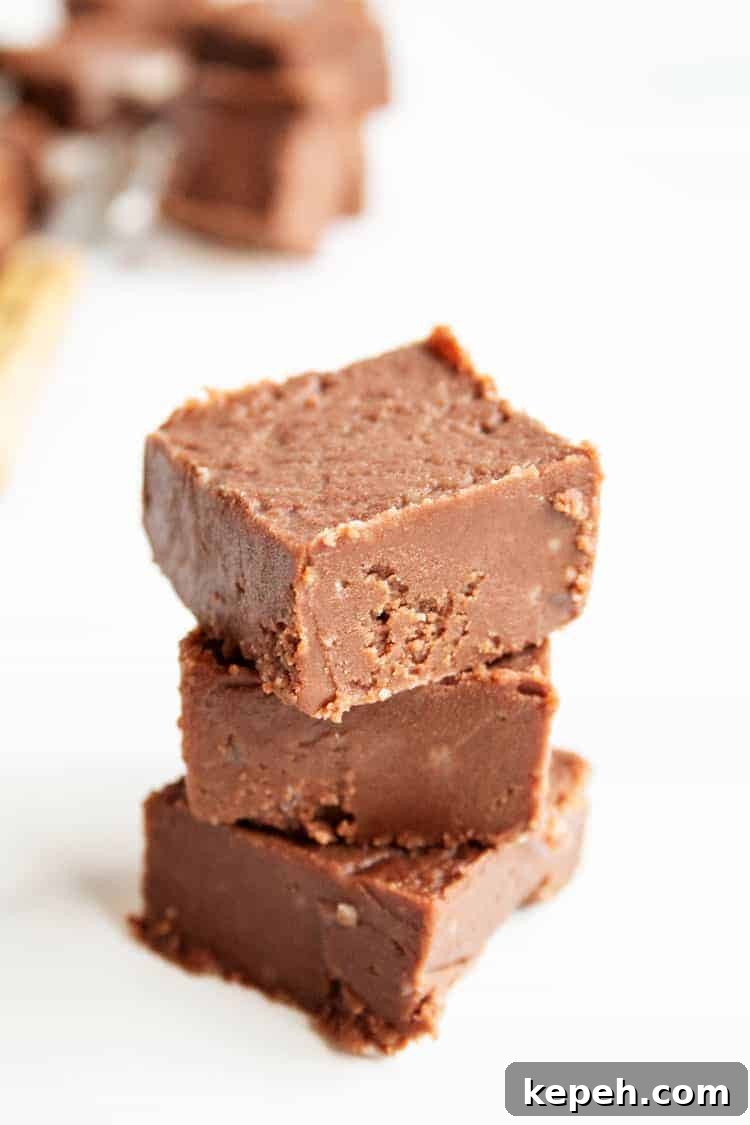Keto Snickerdoodle Cookies: Low-Carb Cinnamon Treats 23 stack of three keto fudge pieces