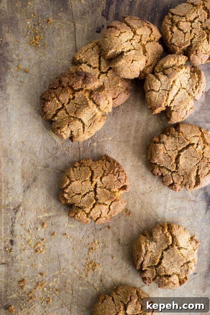 Crispy Ginger Biscuits Without Gluten: Tangy Spice Cookies 2 ginger biscuits on a wooden board