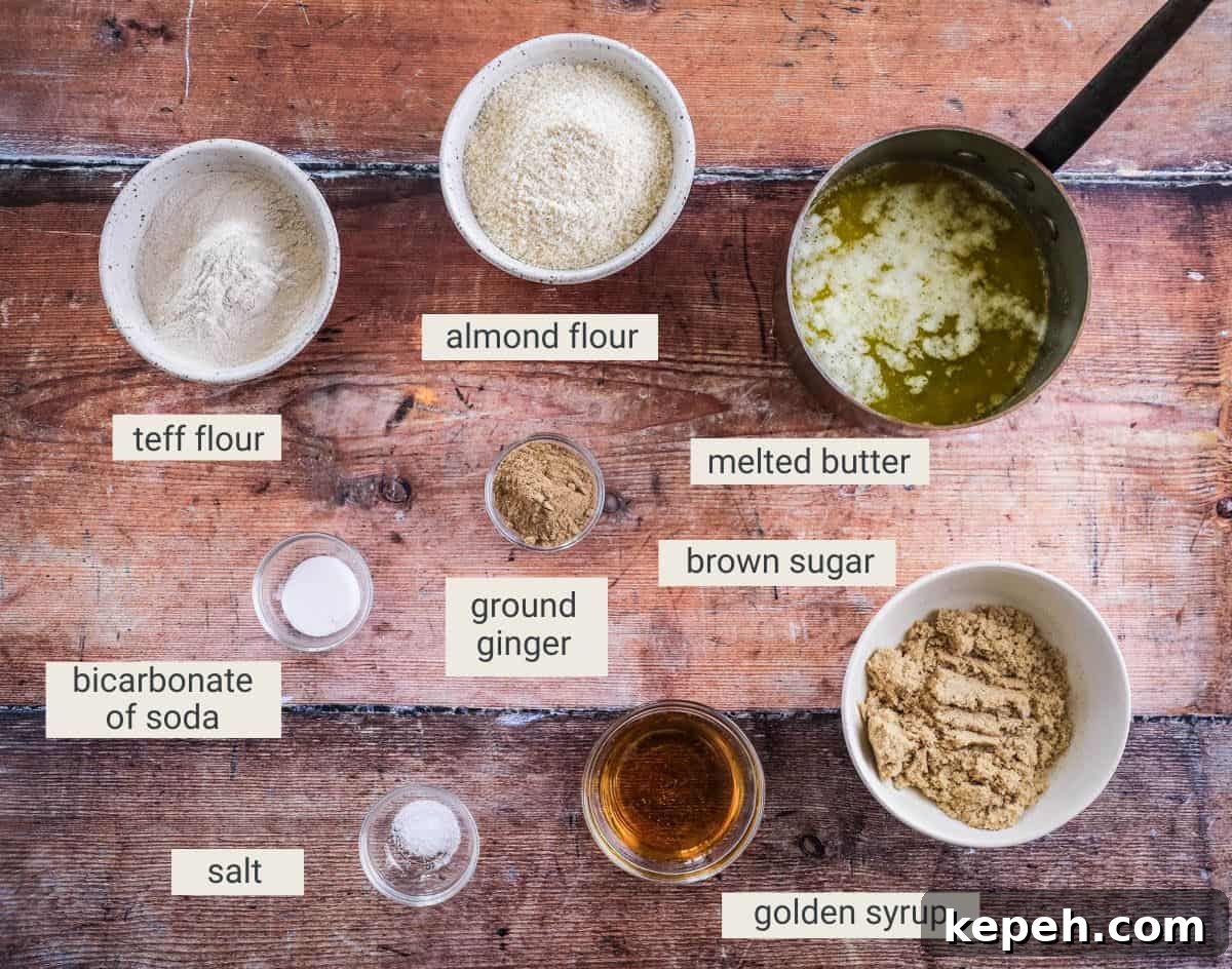 Crispy Ginger Biscuits Without Gluten: Tangy Spice Cookies 3 ingredients for ginger biscuits.