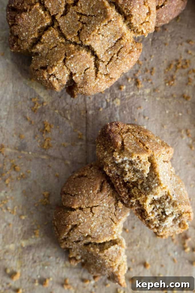 Crispy Ginger Biscuits Without Gluten: Tangy Spice Cookies 4 broken ginger biscuit on a wooden board