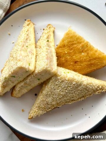 overhead shot of shrimp toast on plate