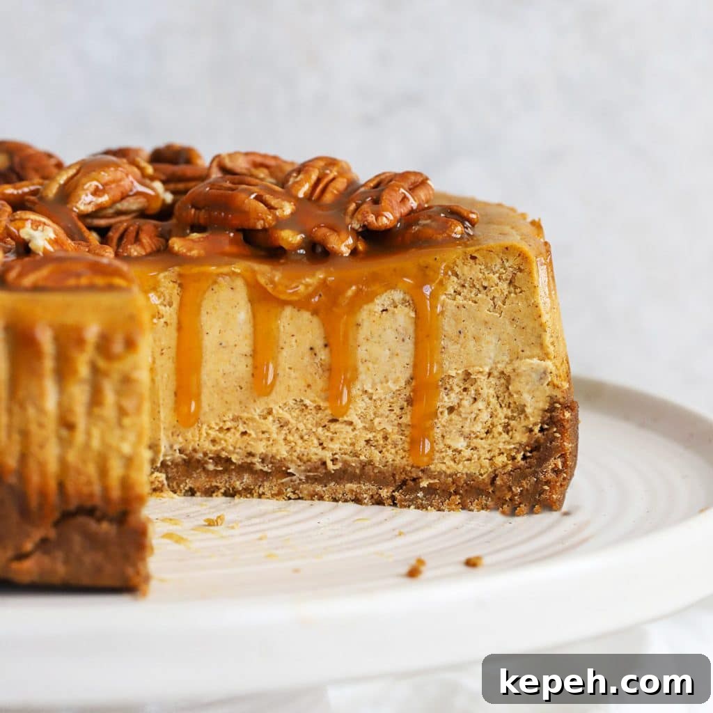 front view of gluten-free pumpkin cheesecake
