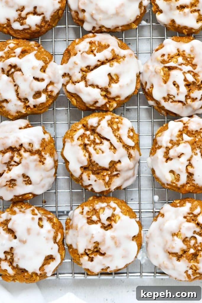 gluten-free pumpkin oatmeal cookies with vanilla glaze