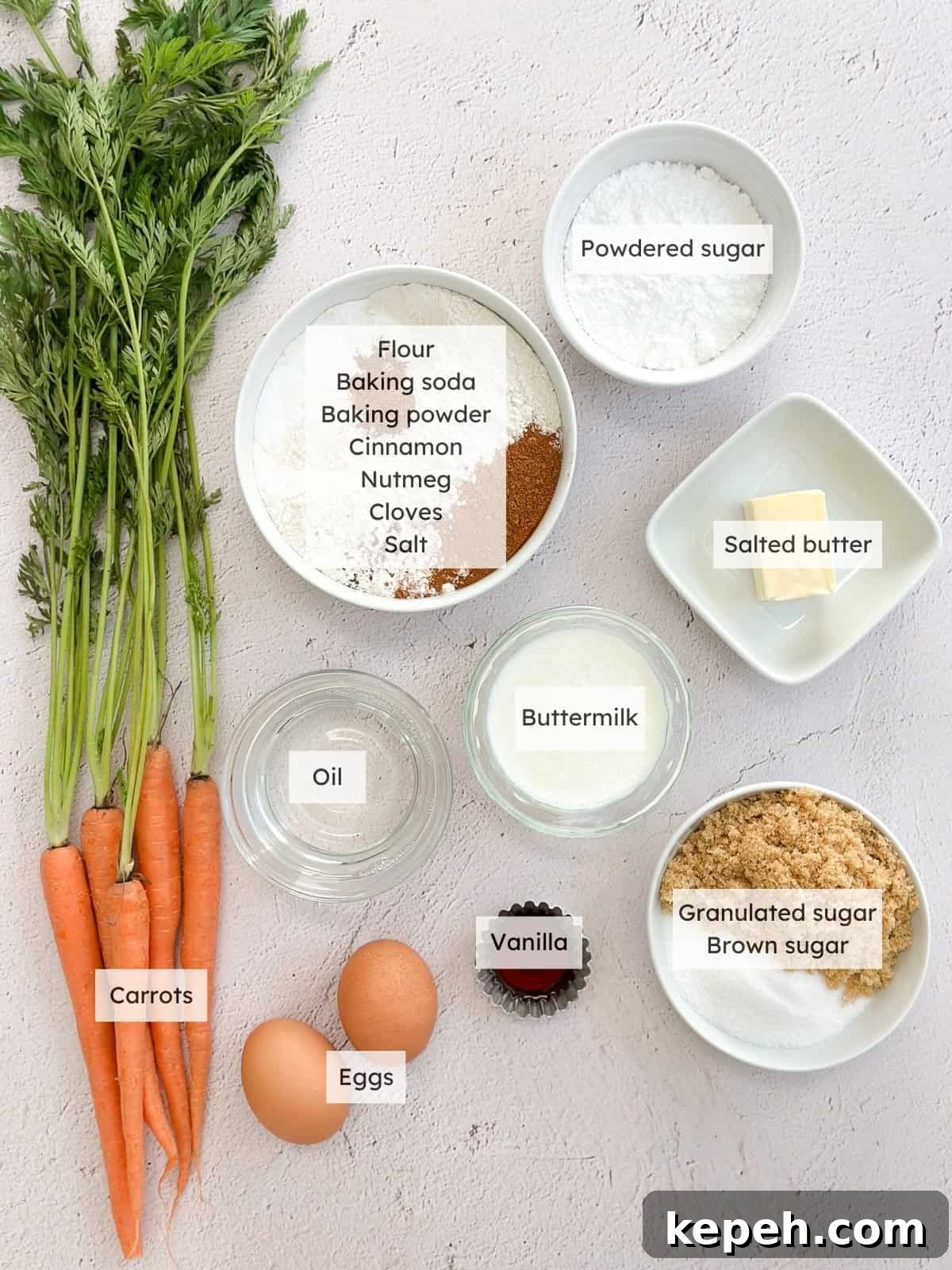Moist Carrot Coffee Cake with Cream Cheese Glaze 4 All of the ingredients needed to make carrot coffee cake.