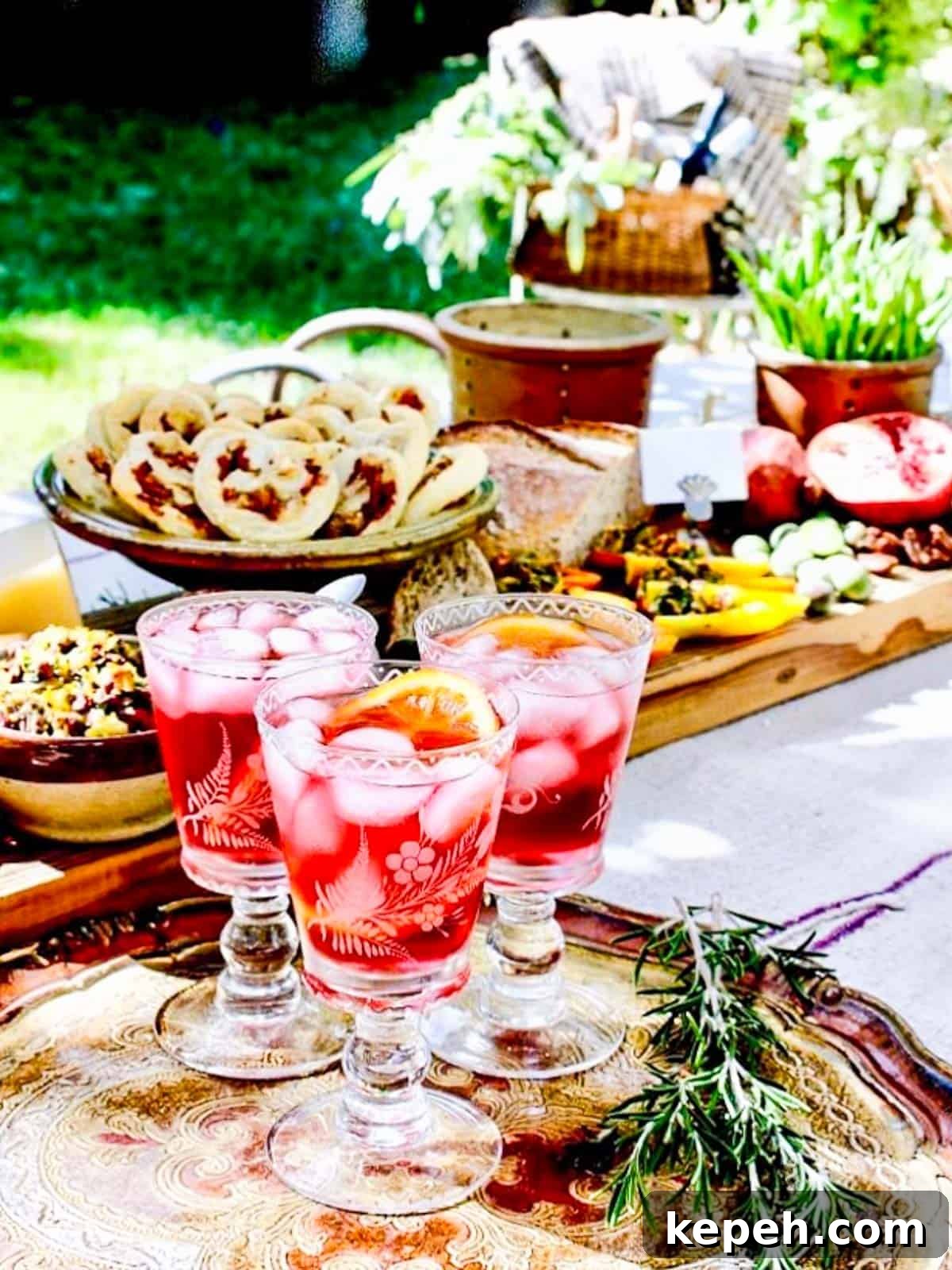 Hibiscus tea cocktails on a table
