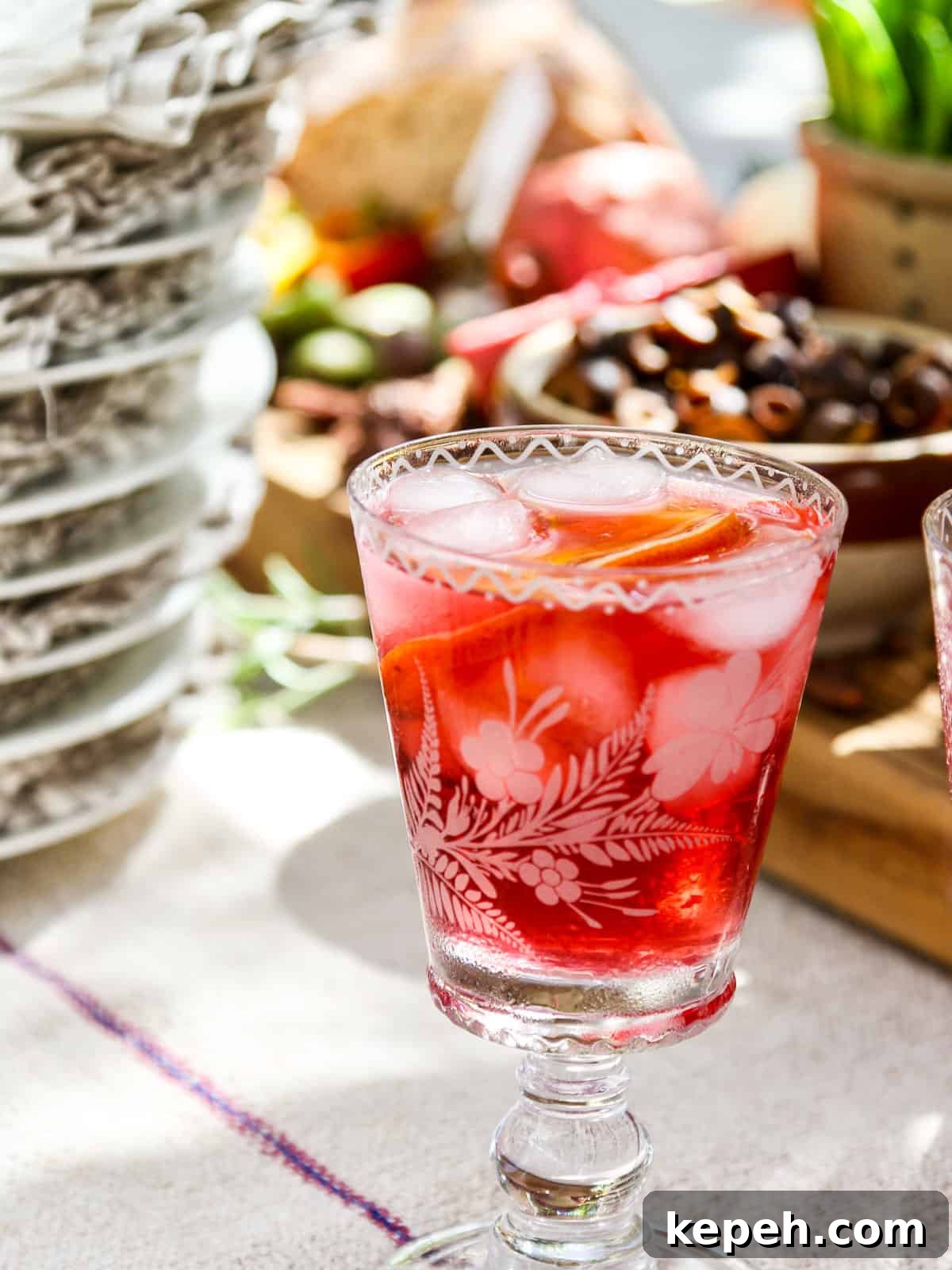 Glass of hibiscus cocktail