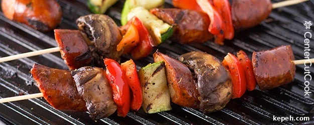 chicken sausage kabobs.jpg Chicken sausage kabobs