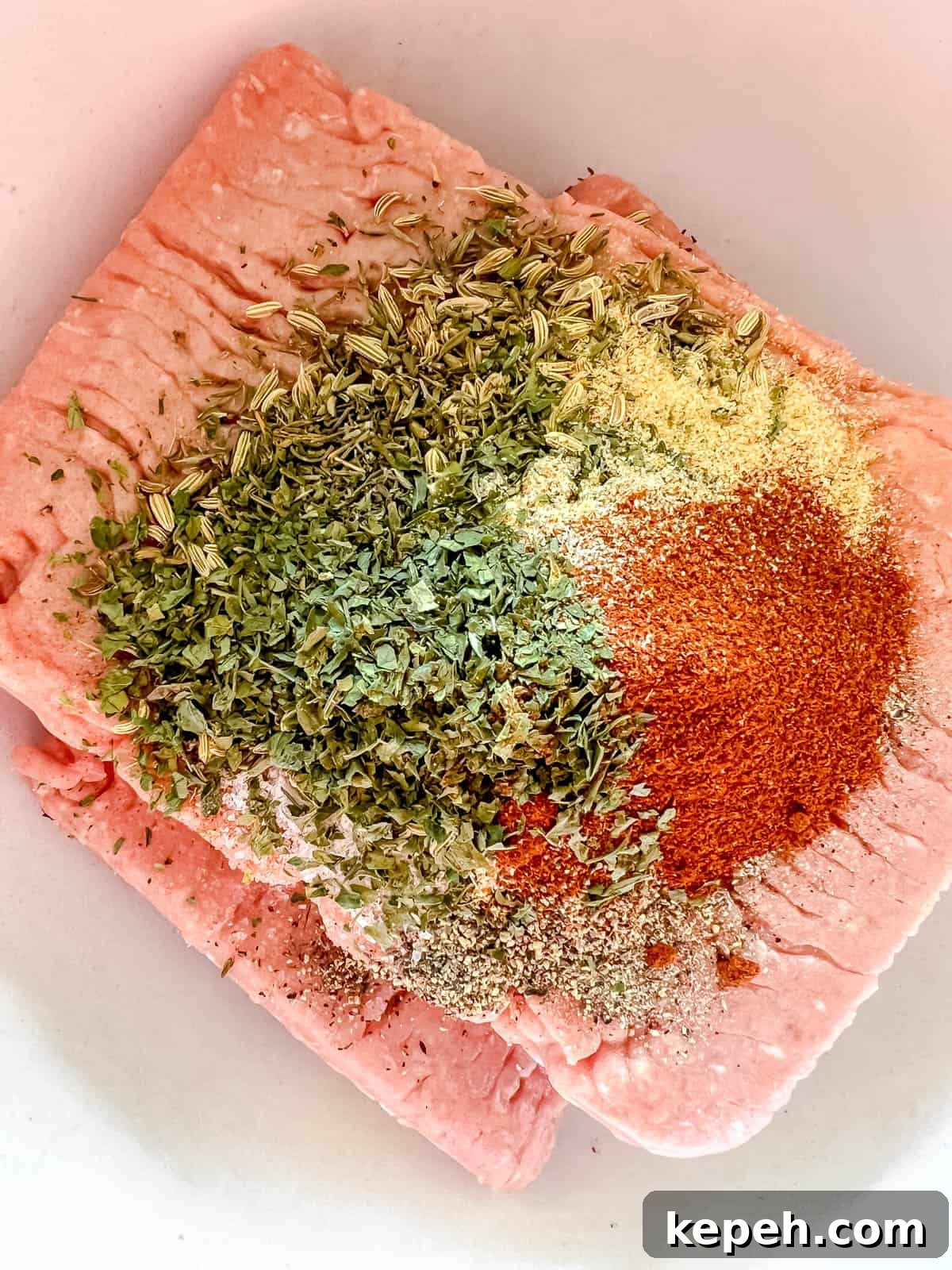 All the ingredients in a bowl before mixing.