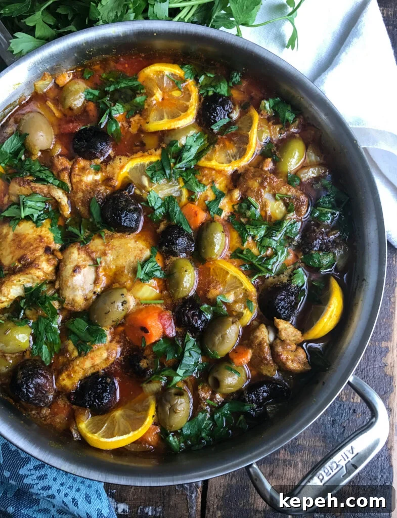 Moroccan-Spiced Chicken Thighs with Citrus and Olives 3 Moroccan Chicken Thighs Side View