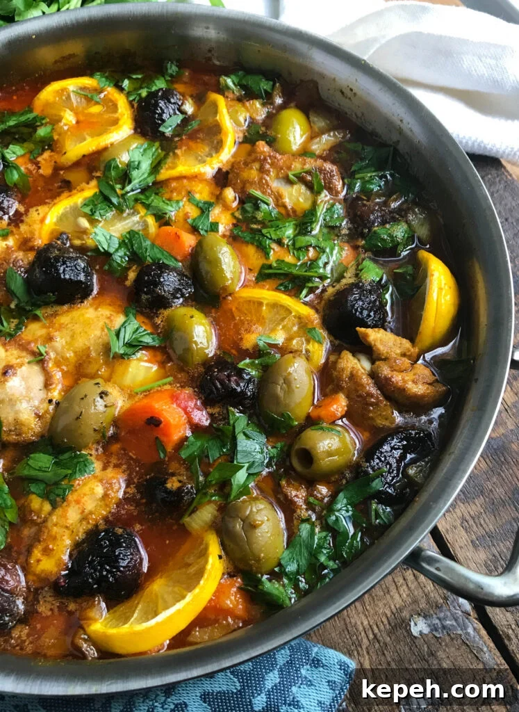 Moroccan-Spiced Chicken Thighs with Citrus and Olives 5 Moroccan Chicken Thighs with large pan
