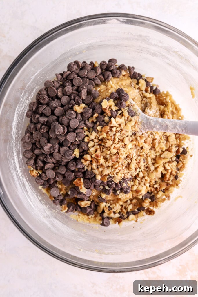 Stirring in chocolate chips