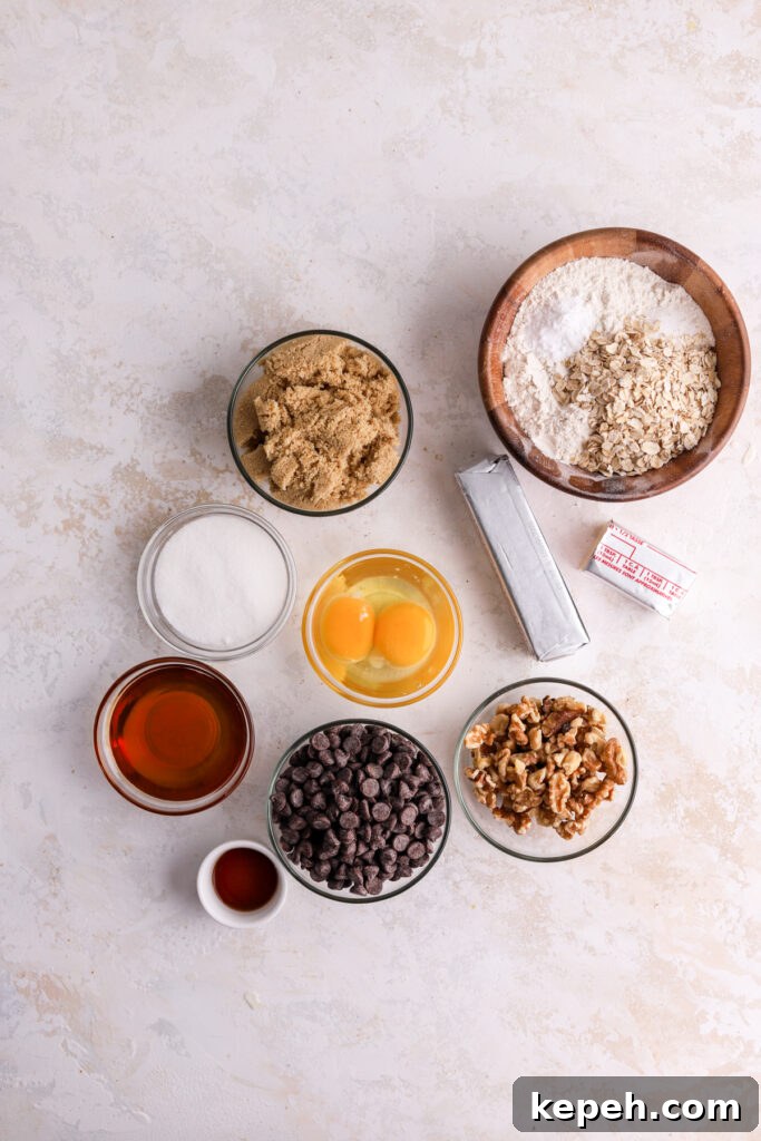 Ingredients for maple chocolate chip cookies