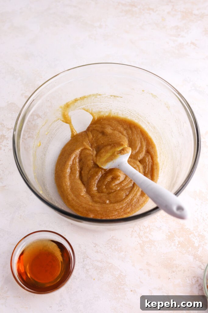 Adding egg and vanilla