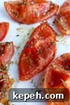 Oven Roasted Tomatoes Recipe close up cooked