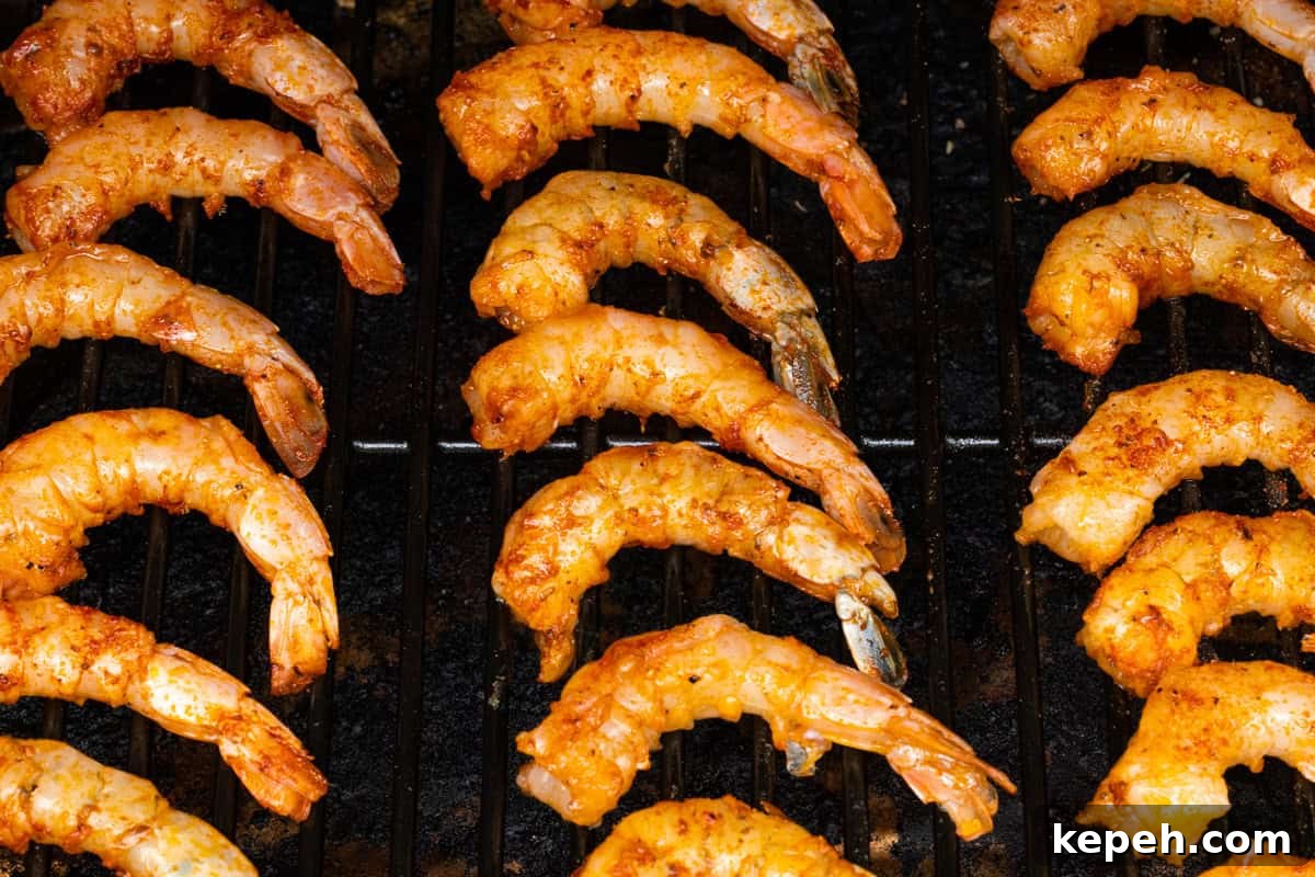 How to Smoke Shrimp Perfectly: Simple Steps for Juicy Flavor 9 Rows of shrimp on grill cooking.