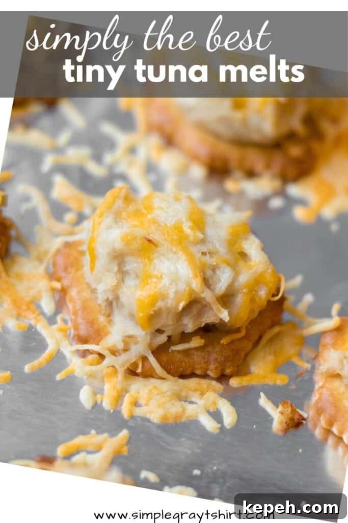 Crispy Cracker Tuna Melts: Quick Tuna Melt Bites 8 pin for pinterest