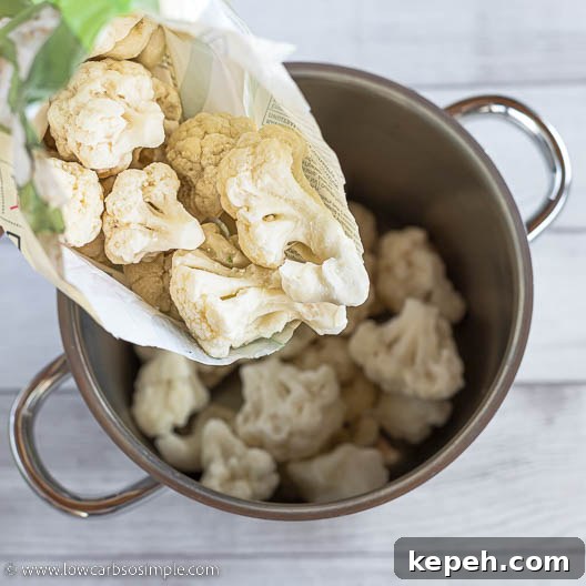 Frozen Cauliflower Florets to Saucepan | Low-Carb, So Simple