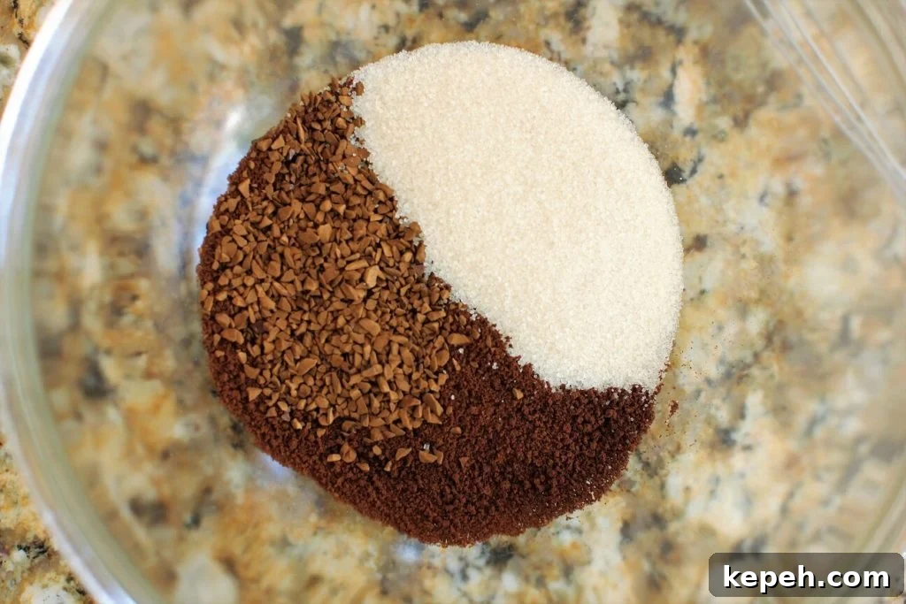 Dalgona Whipped Coffee Recipe: Creamy Instant Coffee at Home 6 ingredients in the bowl for dalgona coffee