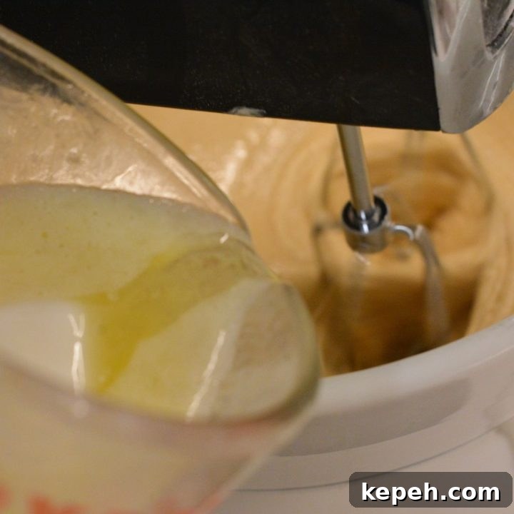 Strawberry Cheesecake Cookie Recipe: Soft Baked Strawberry Swirls 6 Gradually pour the melted butter and shortening into the eggs and sugar. Dump in the pudding mix and vanilla. Sprinkle in the salt.
