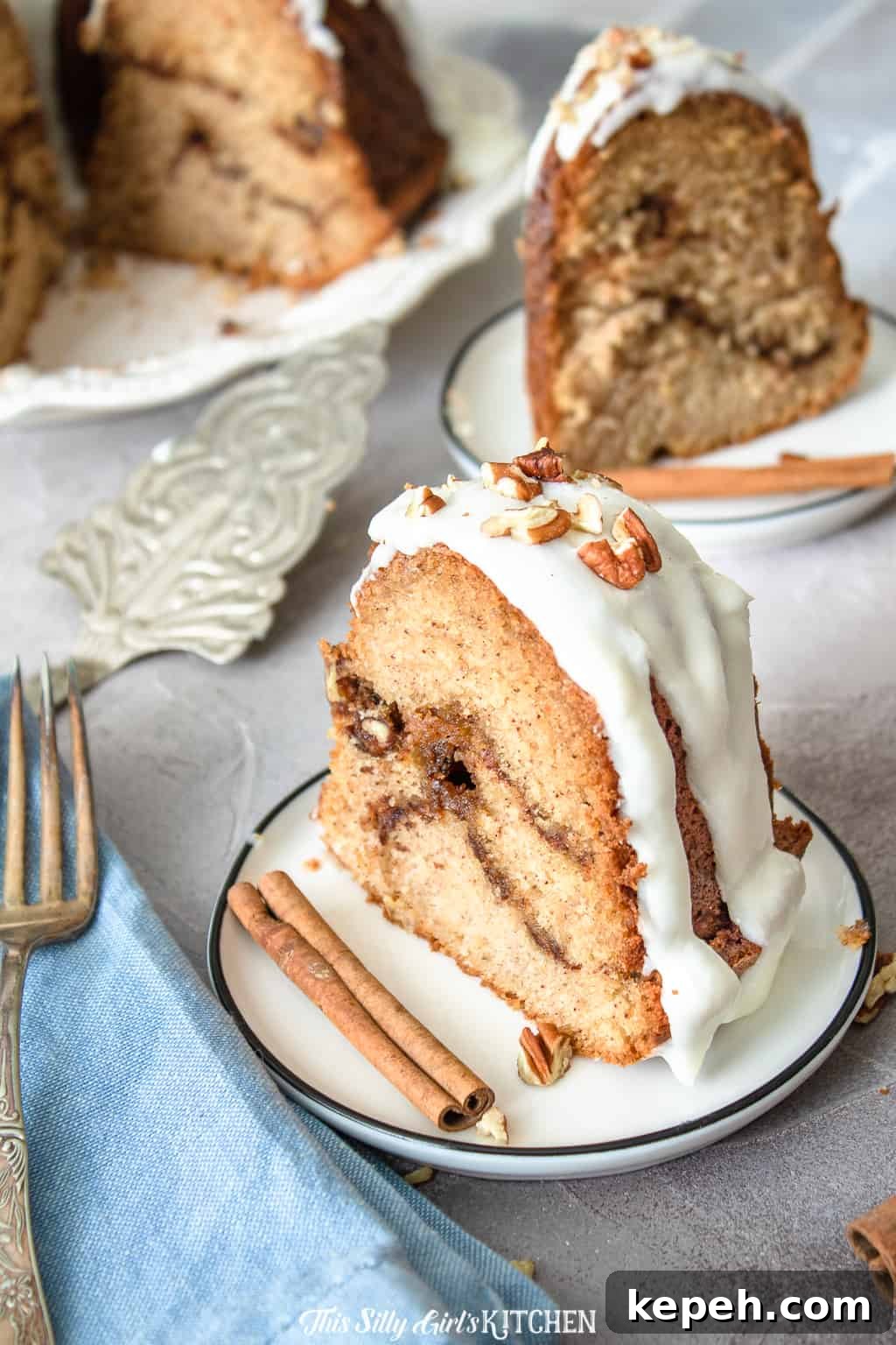Plated sliced coffee cake plated sliced coffee cake