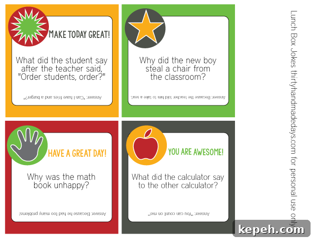 Printable Back to School Lunch Box Jokes  | Thirty Handmade Days