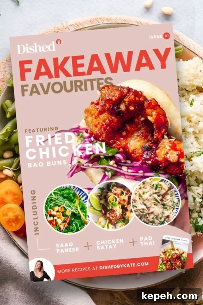 Fakeaway Favourites book cover superimposed over a bowl of colourful salad.