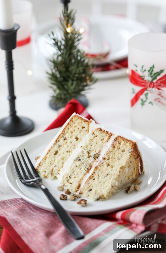 Black Walnut Christmas Cake Recipe with Spiced Glaze 16 Black walnut cake slice closeup