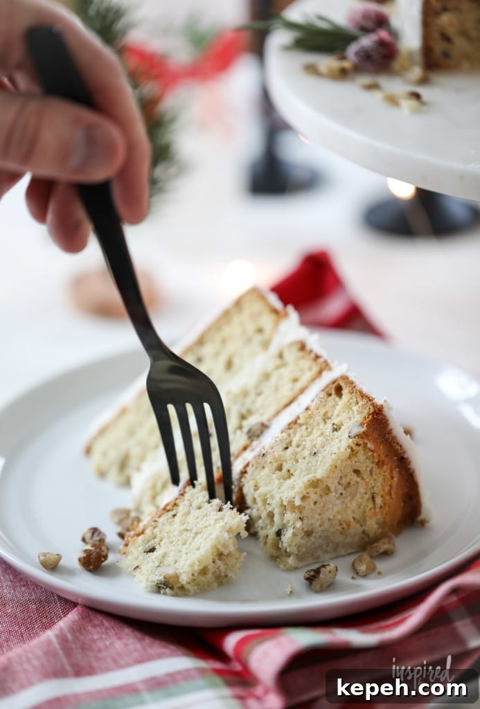 Black Walnut Christmas Cake Recipe with Spiced Glaze 17 Slice of black walnut Christmas cake