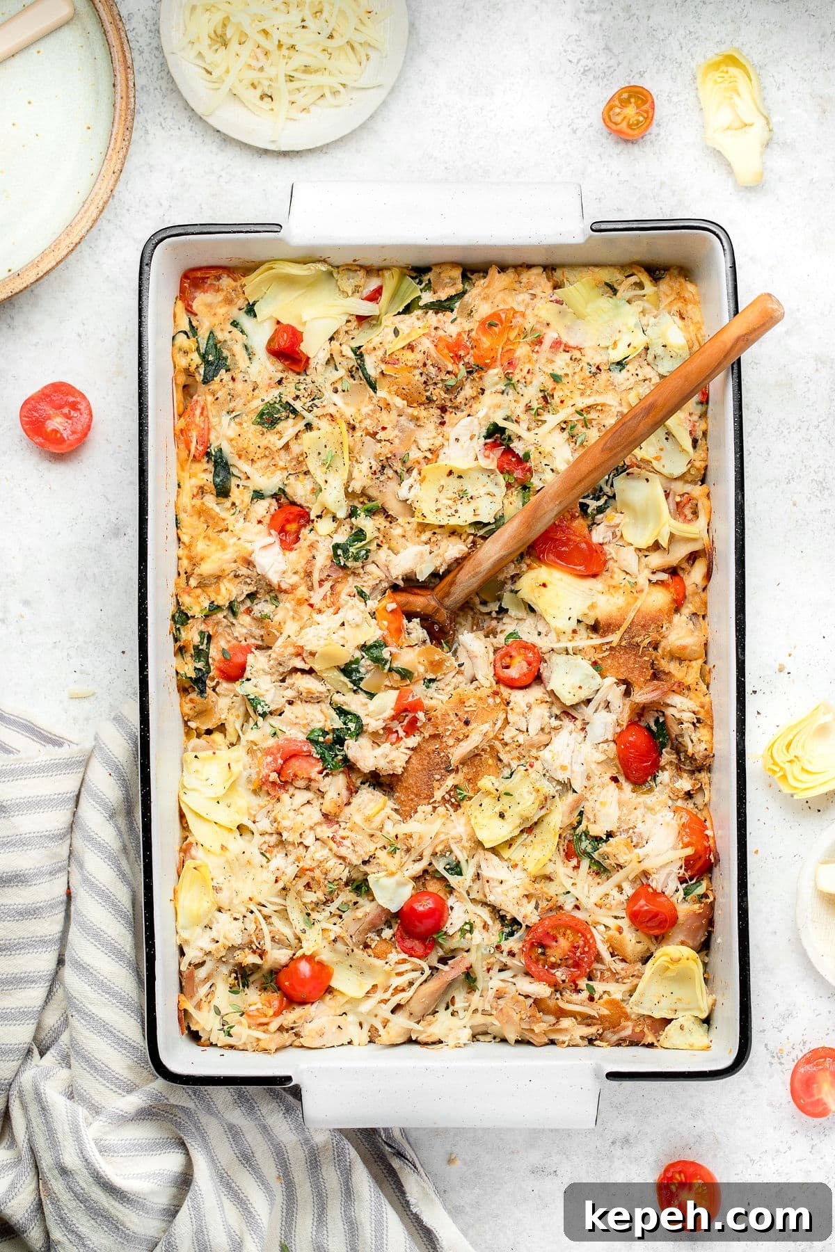 Spinach & Artichoke Chicken Bake with Creamy Cheese Crust 9 spinach artichoke chicken