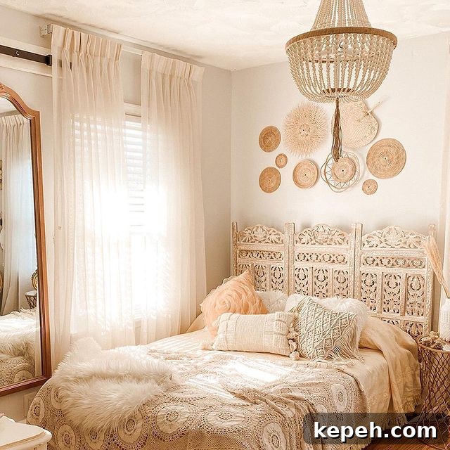 27 Earthy Boho Bedroom Design Ideas for Cozy, Natural Spaces 21 Textured Wall Display