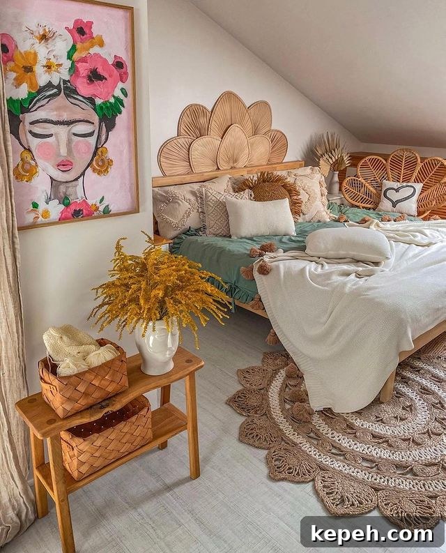 27 Earthy Boho Bedroom Design Ideas for Cozy, Natural Spaces 28 patterned accents