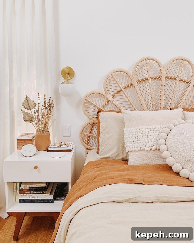 27 Earthy Boho Bedroom Design Ideas for Cozy, Natural Spaces 5 natural headboard