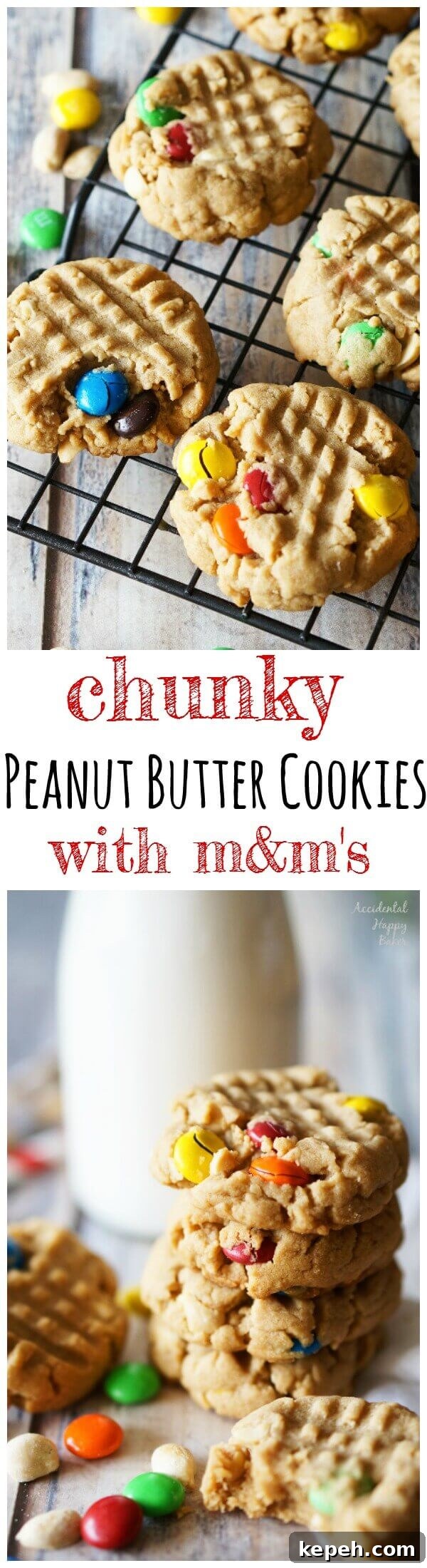 Chunky-Peanut-Butter-Cookies-with-M&M's