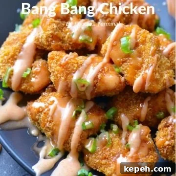 Air Fried Bang Bang Chicken drizzled with bang bang sauce