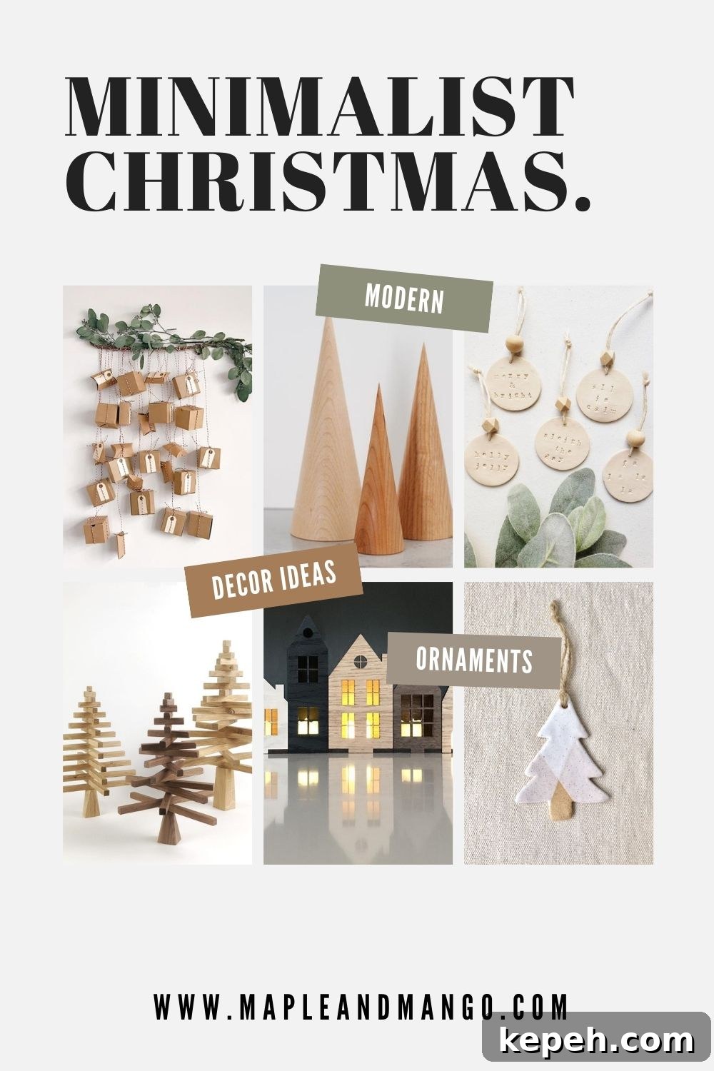 Minimalist Christmas Decorating Ideas for a Calm, Stylish Holiday 5 Pinterest graphic for minimalist Christmas decor ideas.
